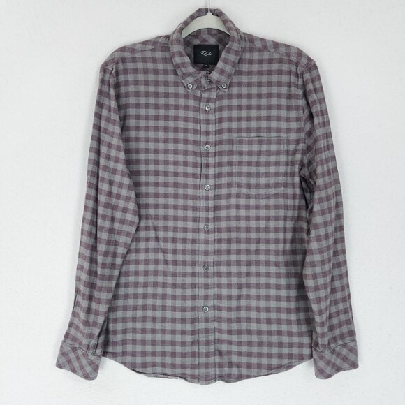 Rails Shirt Men Medium Gray Purple Buffalo Plaid Lava Sage Reid Casual Button Up - Picture 1 of 13